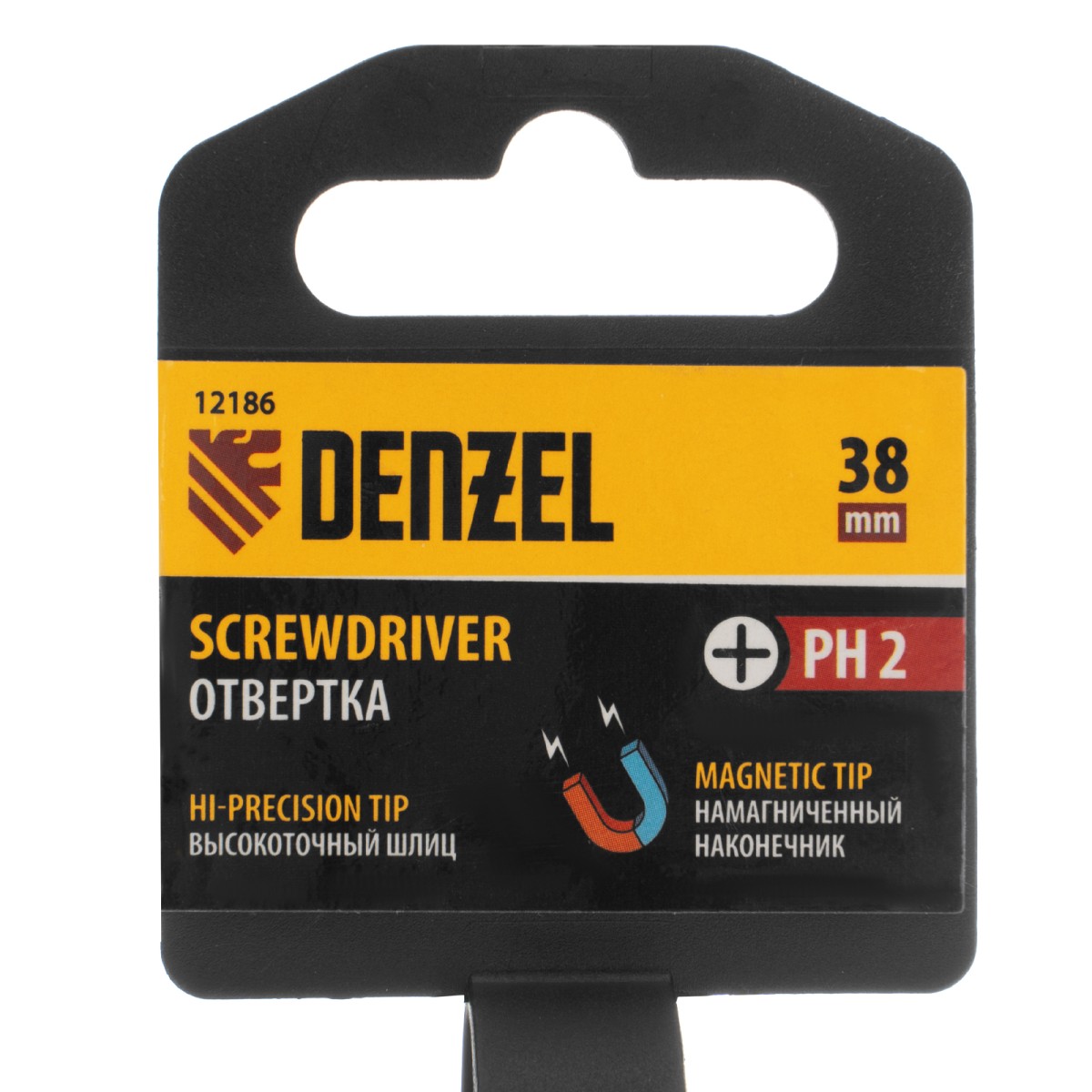 картинка Отвертка PH2х38 мм, CrV, трехкомпонентная рукоятка Denzel