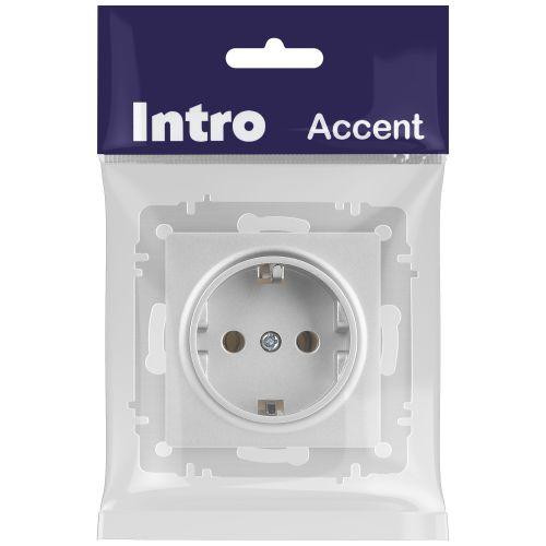 картинка Розетка 1-м СП Accent 6-202-03 16А IP20 250В 2P+E Schuko алюм. Intro Б0063686