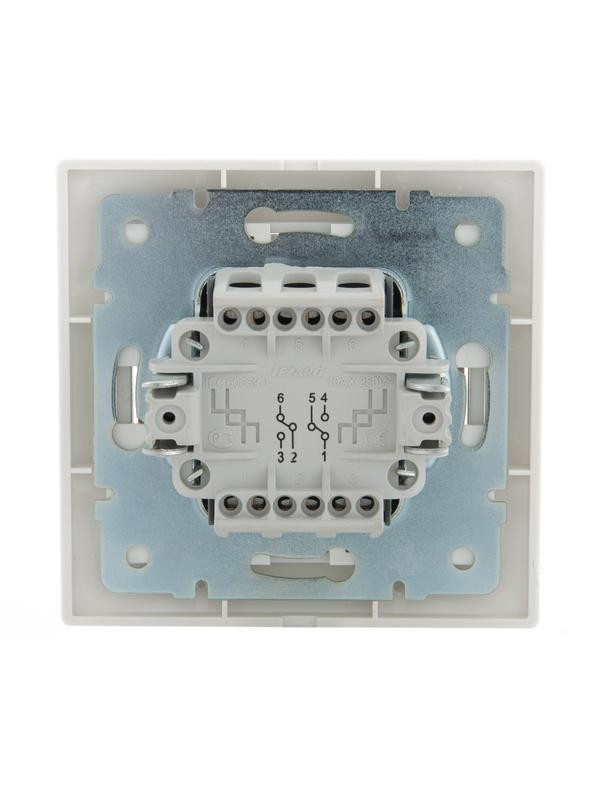 картинка Переключатель проходной 2-кл. СП Mira 10А IP20 с бел.вставкой бел. LEZARD 701-0202-106