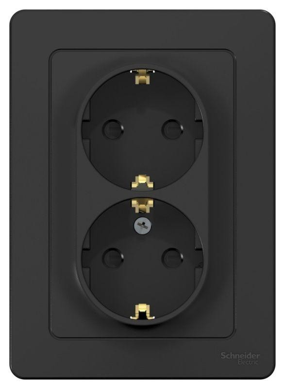 картинка Розетка 2-м СП Blanca 16А IP20 250В с заземл. защ. шторки антрацит SE BLNRS001126