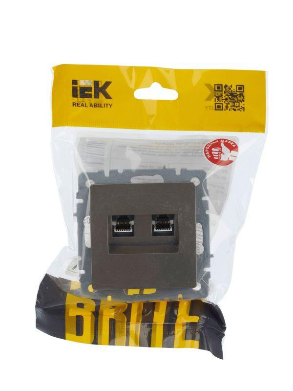 картинка Розетка компьютерная двойн. СП RJ45 кат.5E BRITE РК10-2-БрШ механизм шампань IEK BR-K20-1-K37