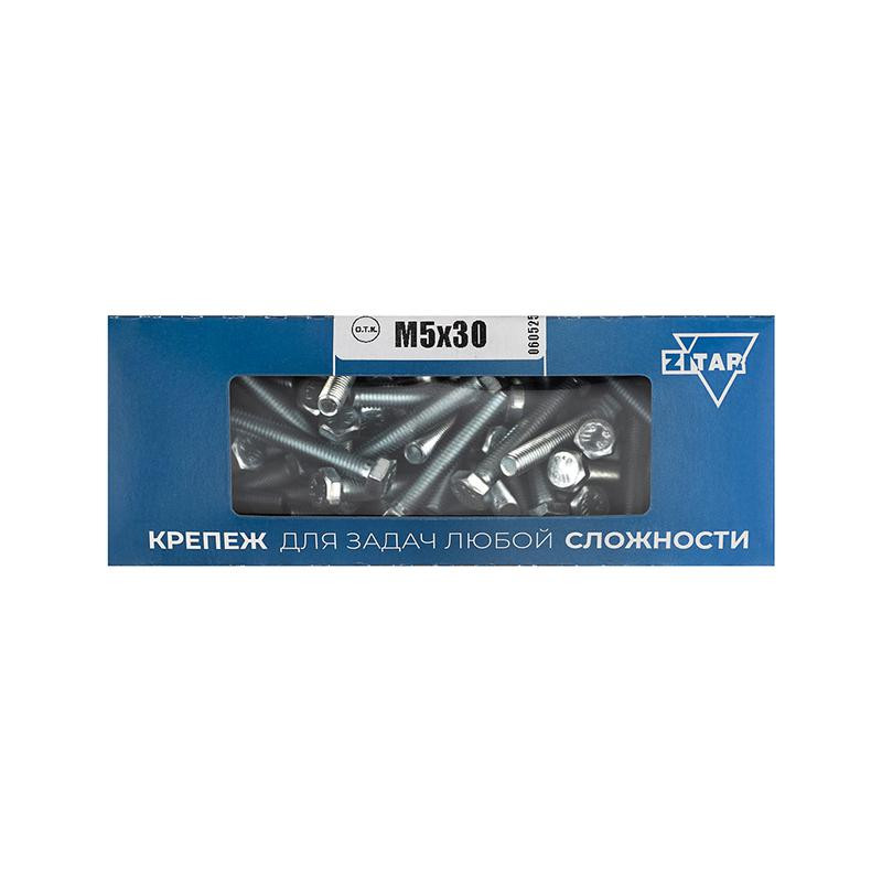 Болт с шестигранной головкой М5х30 DIN 933 оцинк. (уп.80шт) Tech-Krep/Zitar 105197