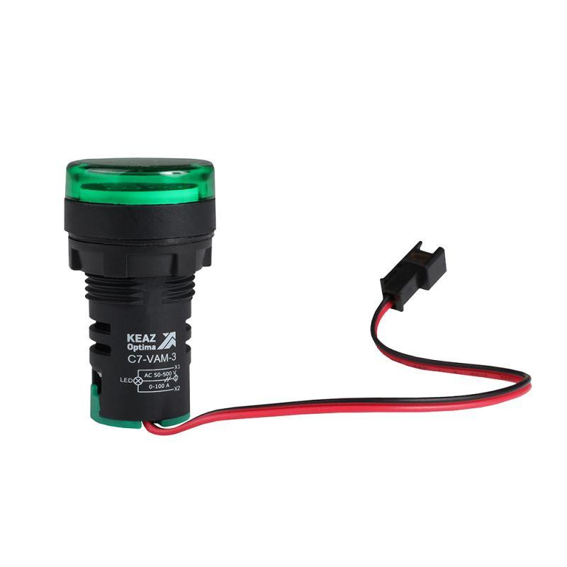 Индикатор тока и напряжения OptiSignal Compact D22 С7-VAM-3 зел. 50-500В AC/0-100А AD22VAM КЭАЗ 375698