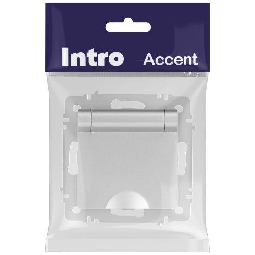 Розетка 1-м СП Accent 6-203-03 16А IP20 250В 2P+E Schuko с крышкой алюм. Intro Б0063721
