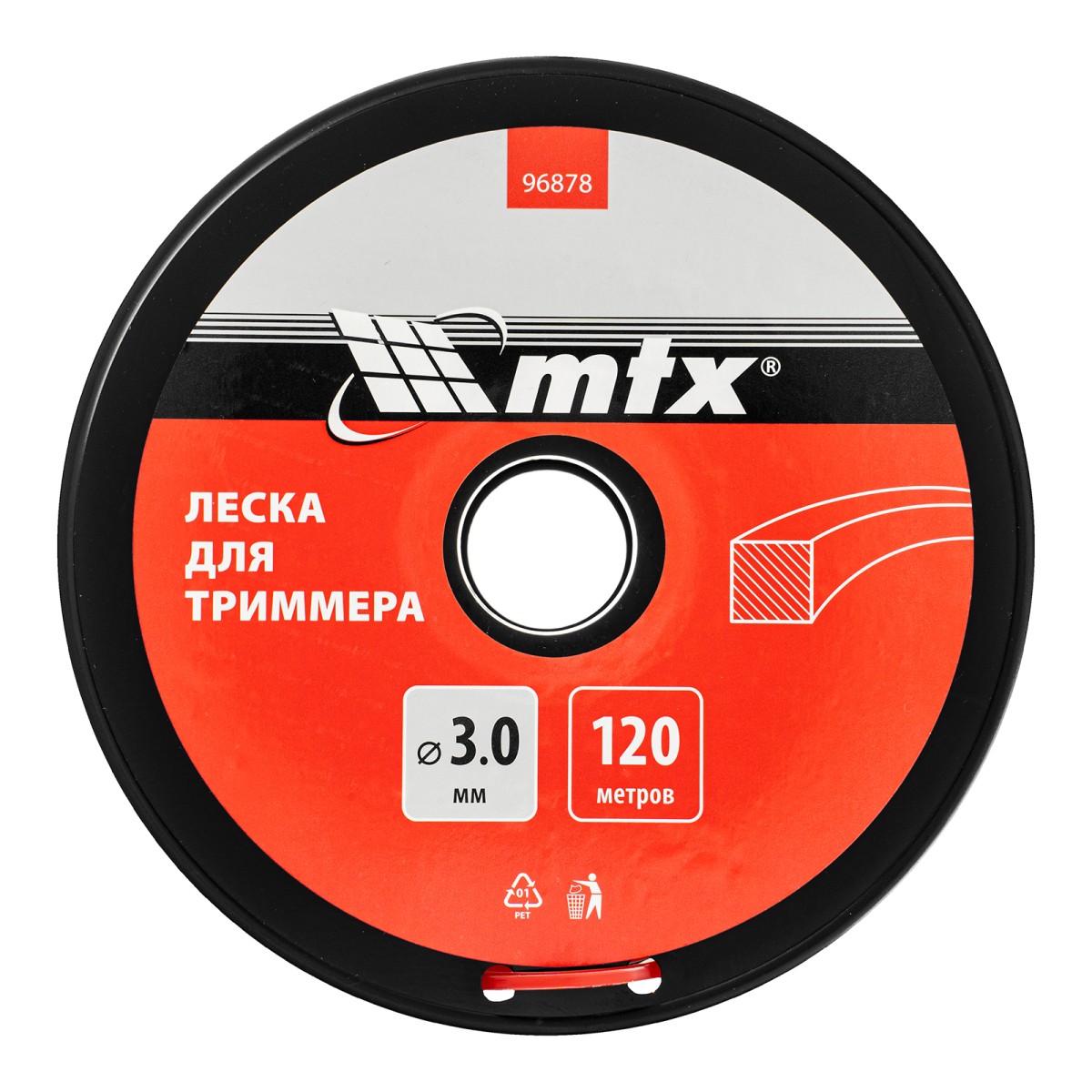 картинка Леска для триммера квадрат 3,0 мм х 120 м, на катушке MTX