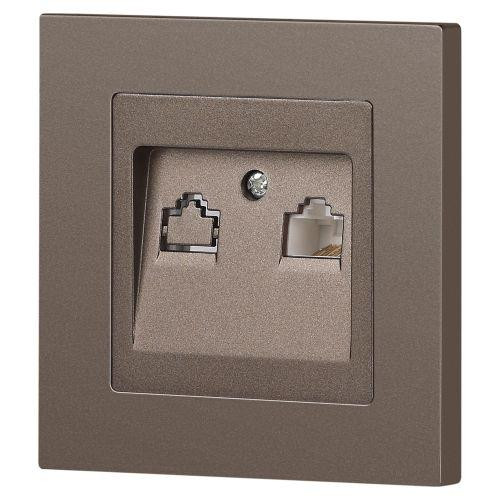 картинка Розетка компьютерная 1-м СП Accent 6-303-08 RJ45 IP20 бронза Intro Б0063639